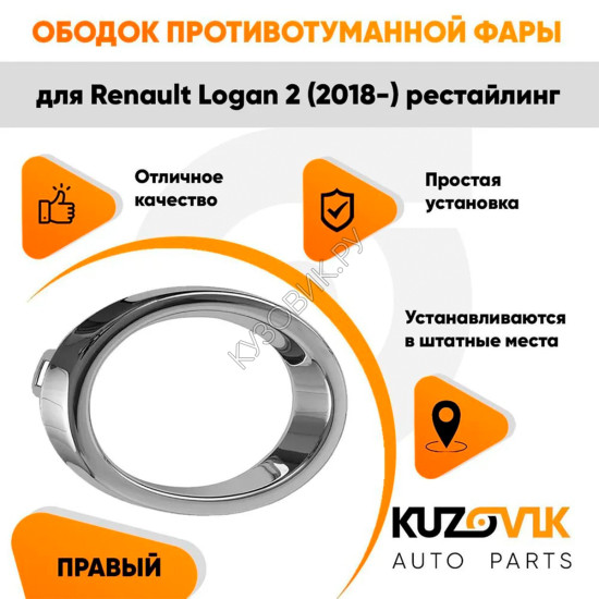 Ободок противотуманной фары Renault Logan 2 (2018-) рестайлинг правая KUZOVIK